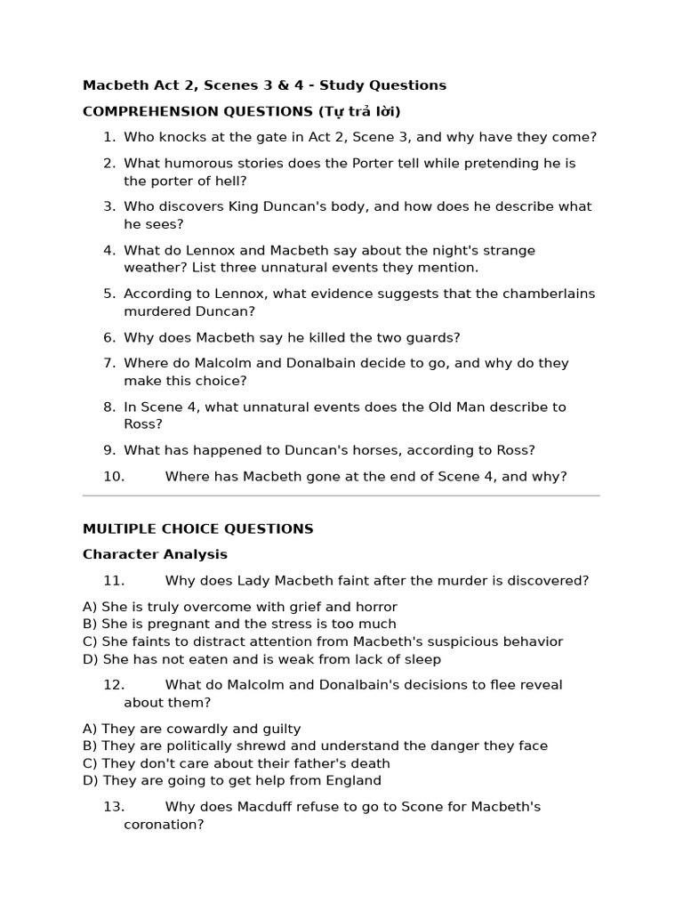 Macbeth Act 2 Scene 3-4 | PDF | Macbeth