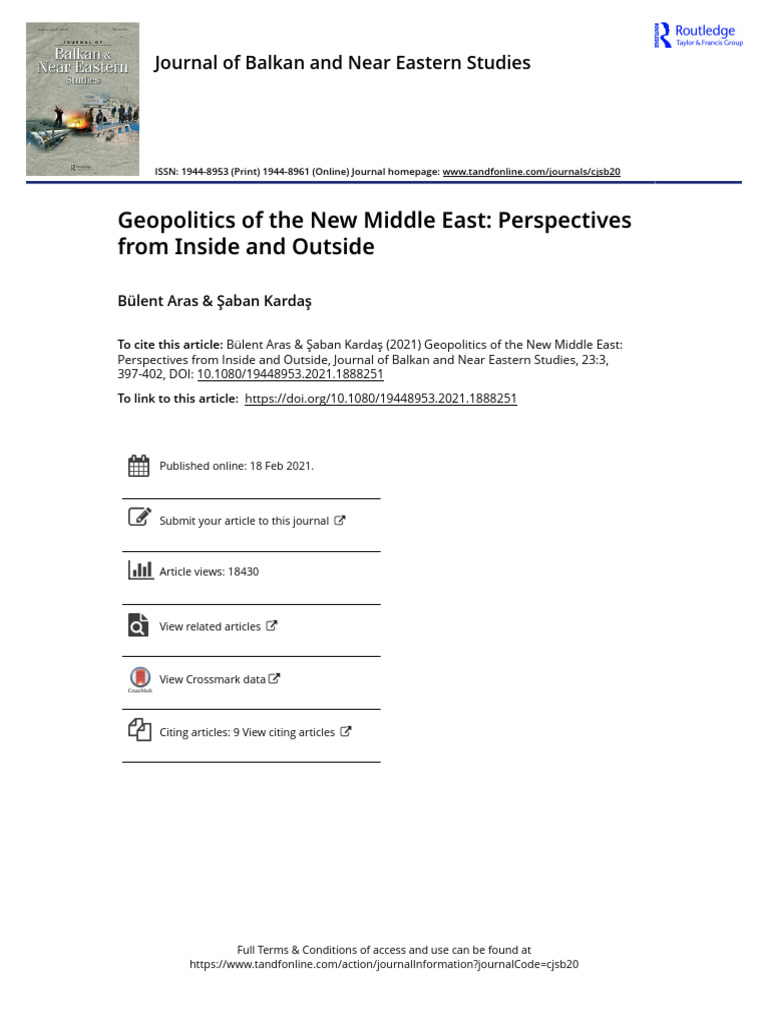 Geopolitics of The New Middle East Perspectives From Inside and Outside ...