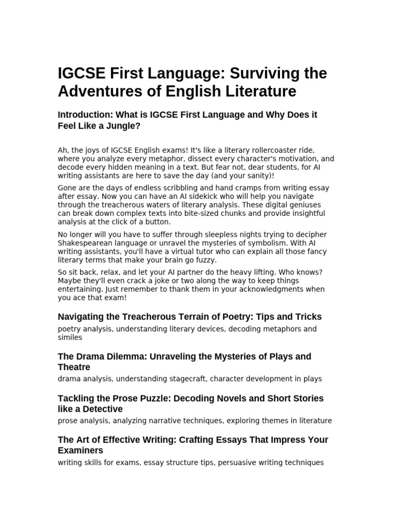 Igcse First Language Introduction | PDF
