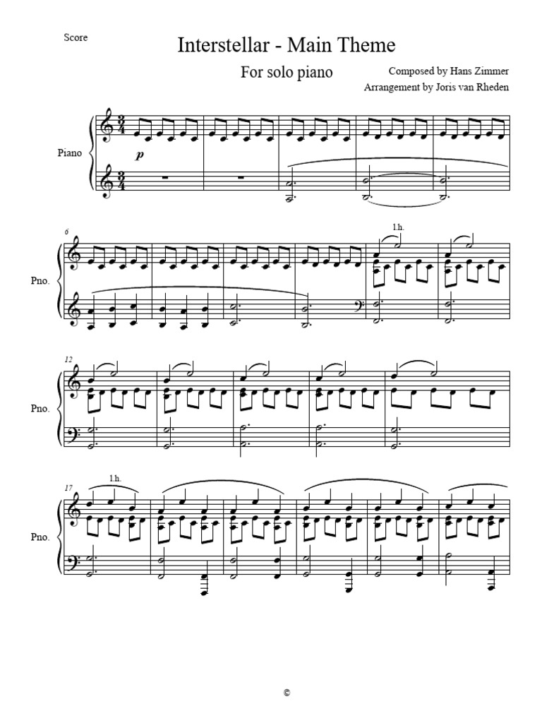 Interstellar - Main Theme Arragement | PDF