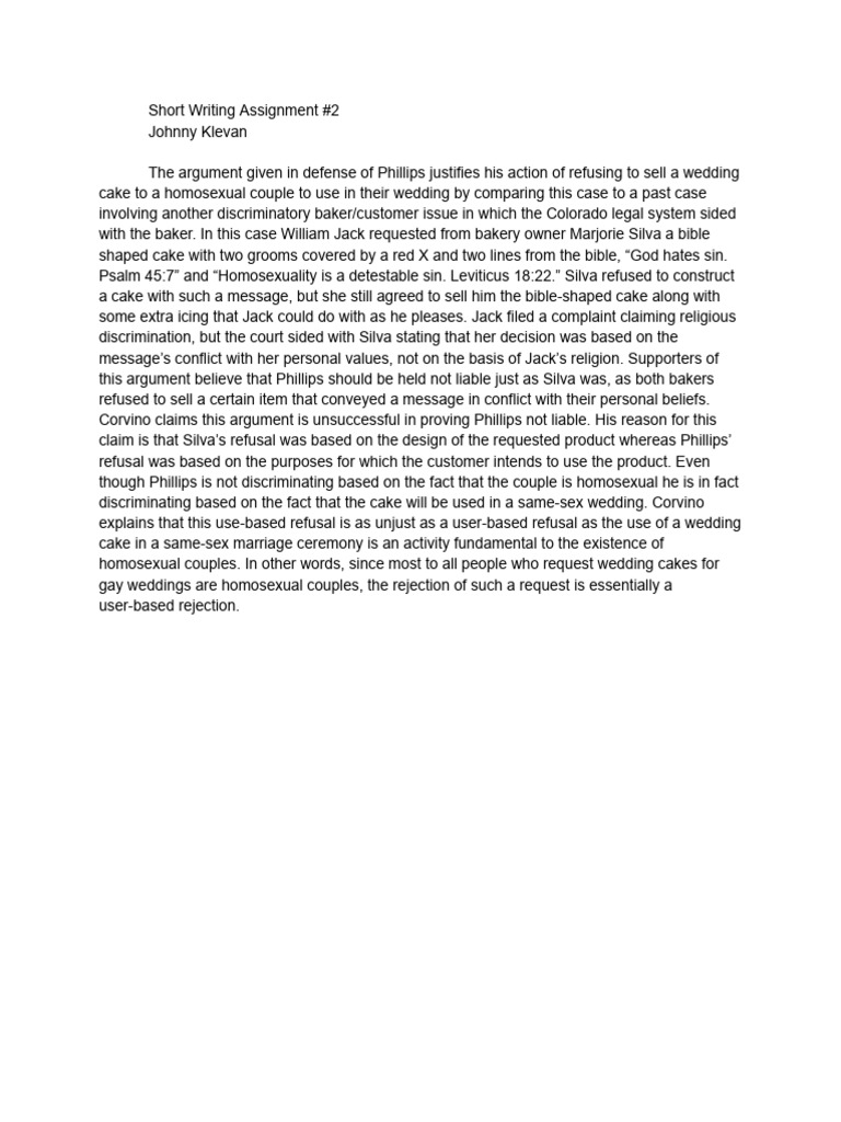 Short Writing Assignment #2 | PDF