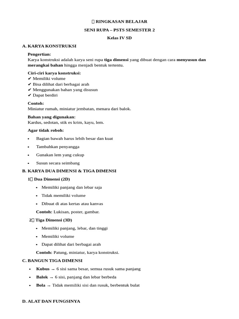 ? Ringkasan Belajar Mapel Seni Rupa Psts Semester 2 | PDF