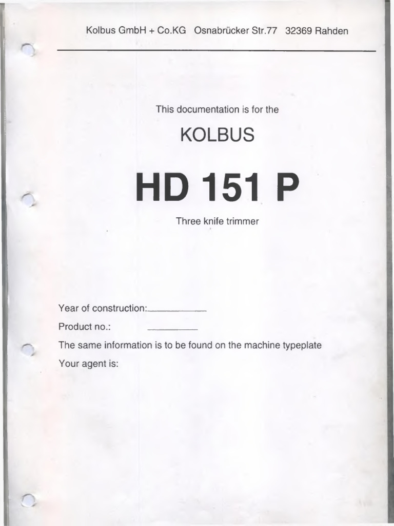 Manual de Operacion HD 151 P | PDF | Screw | Mechanical Engineering