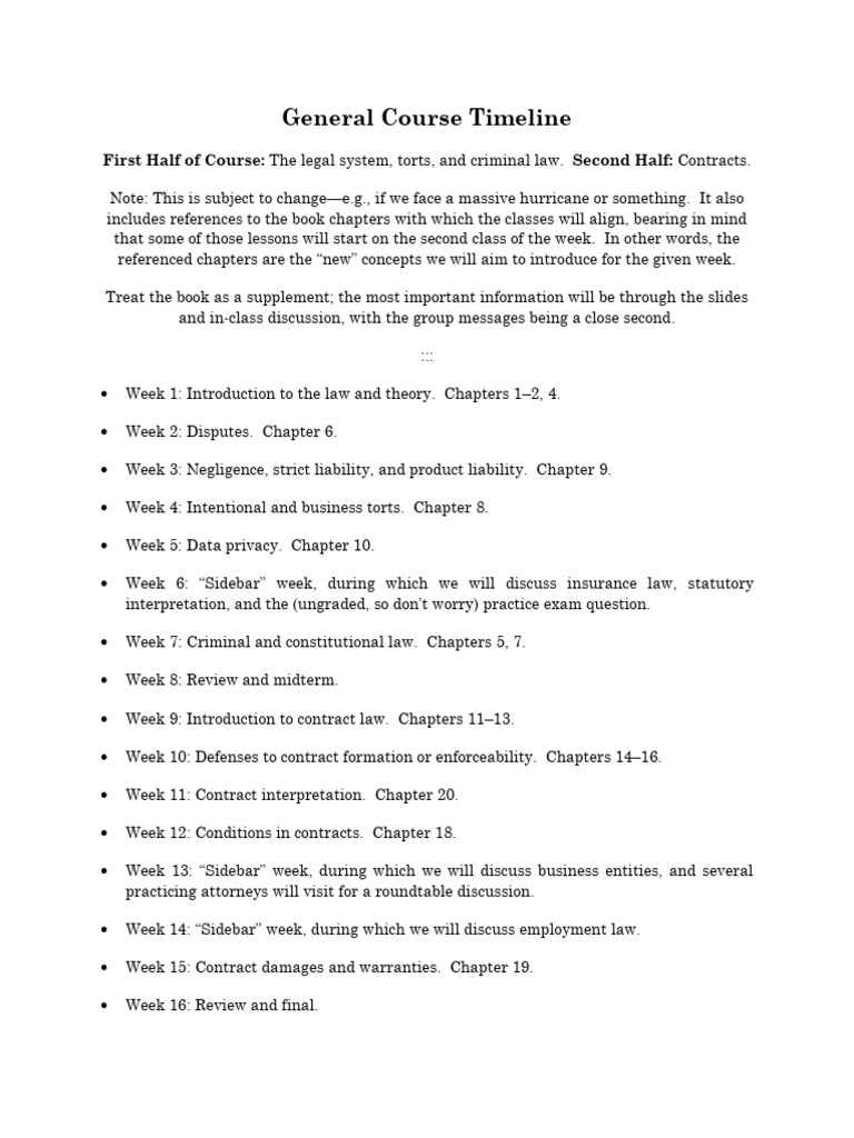 01 - General Course Timeline | PDF