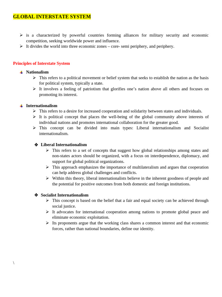 F Global Interstate System | PDF | Internationalism (Politics) | Justice