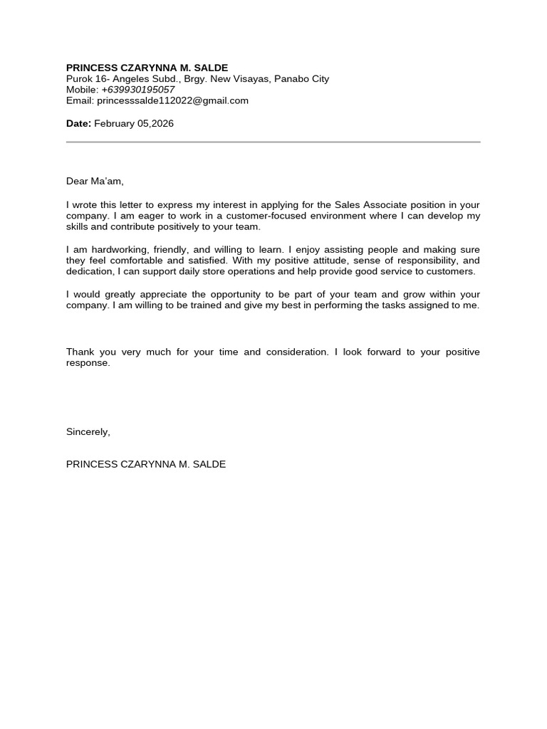 My Application Letter | PDF
