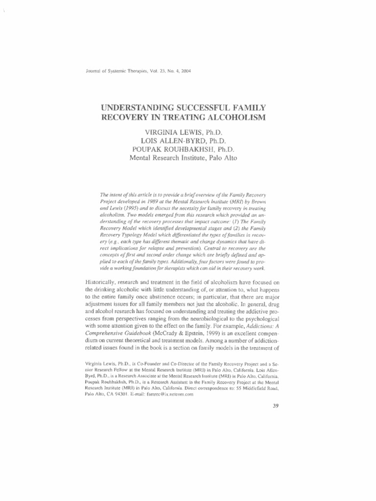 Understanding Successful Family Recovery | PDF