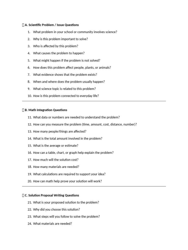 Possible Questions in Proposal | PDF