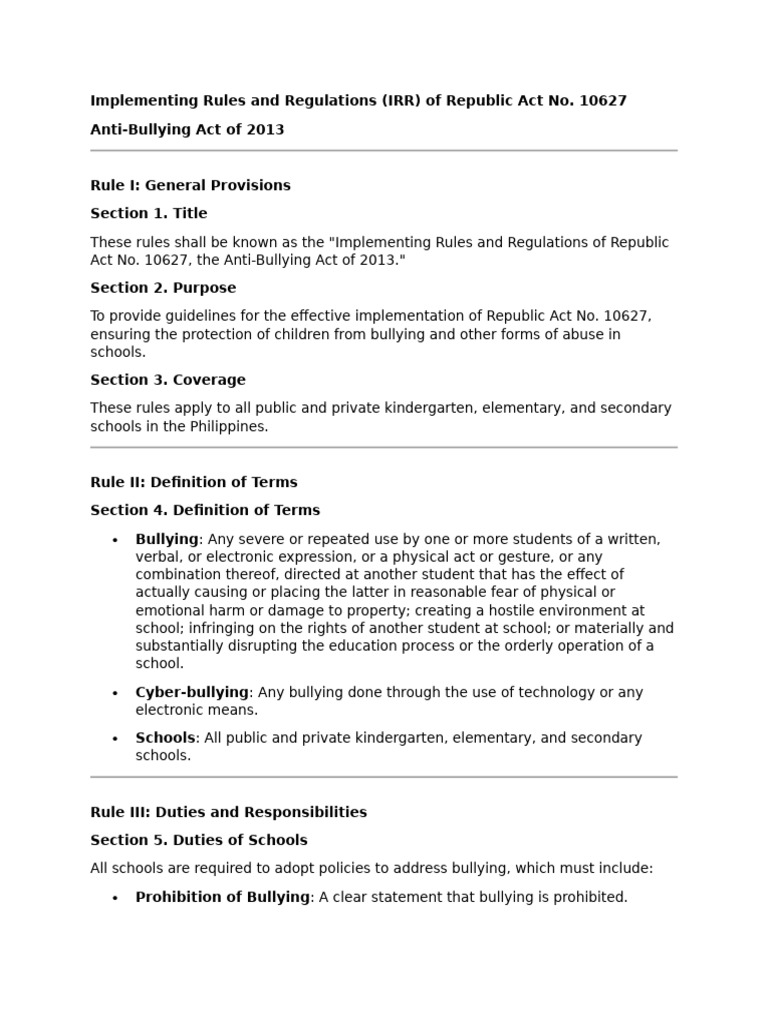 Implementing Rules and Regulations | PDF | Bullying | Injustice