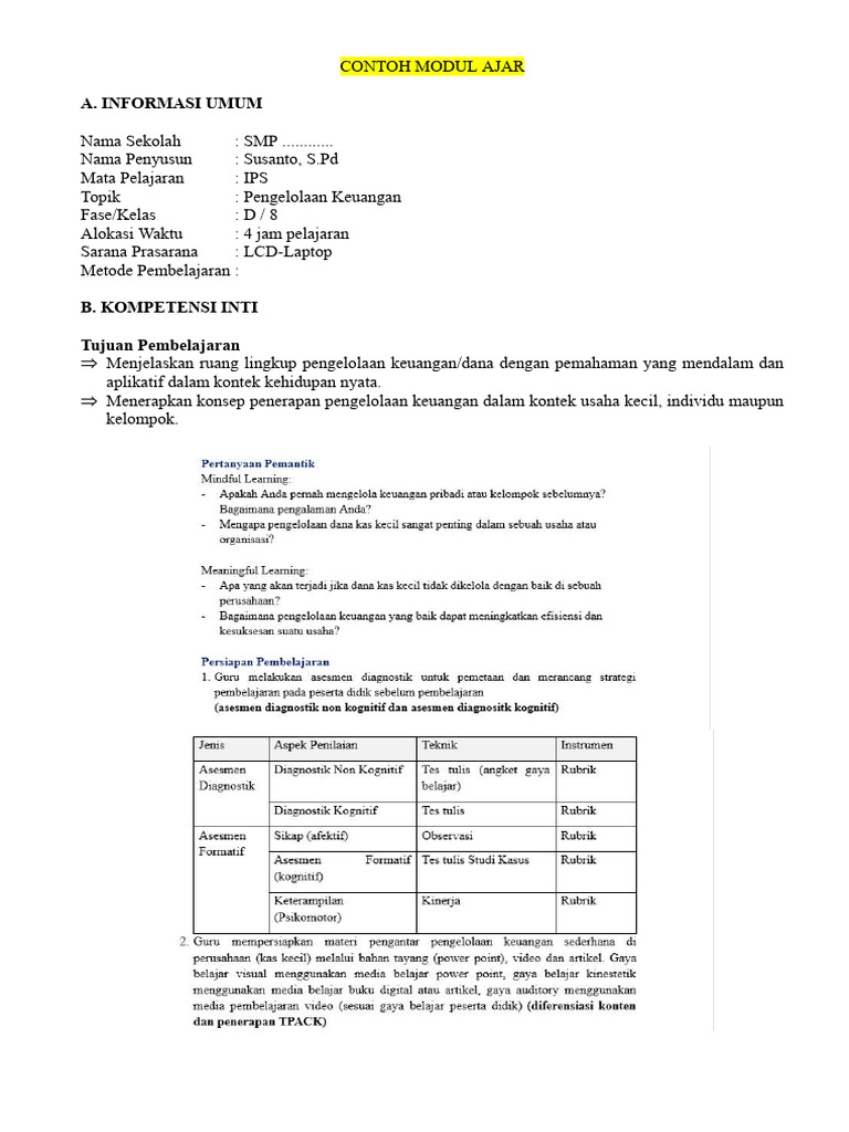 Contoh RPP Deep Learning | PDF