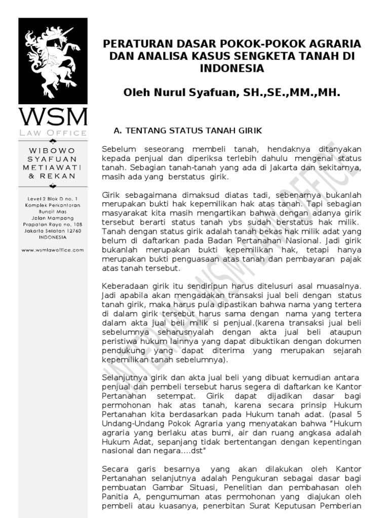 Studi Kasus Sengketa Tanah