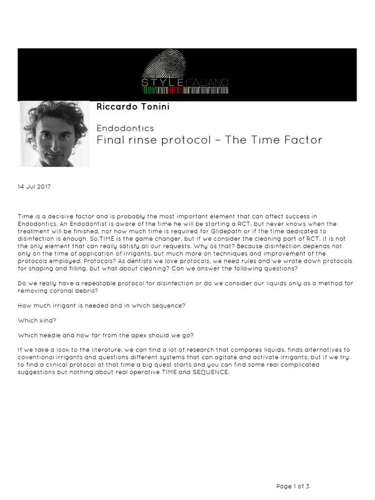 Final Rinse Protocol - The Time Factor | PDF | Dentistry Branches ...