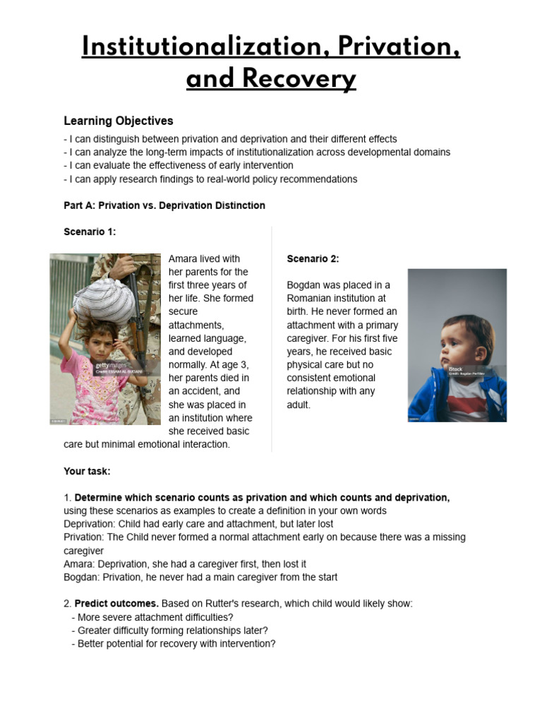 Institutionalization, Privation, and Recovery | PDF | Attachment Theory ...