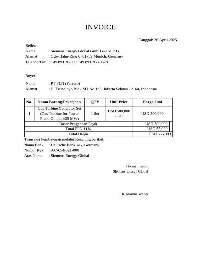Draft Invoice Ekspor | PDF