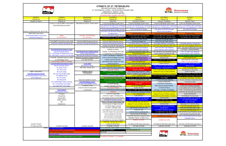 2026 Firestone Grand Prix of ST - Petersburg Color Schedule (FINAL ...