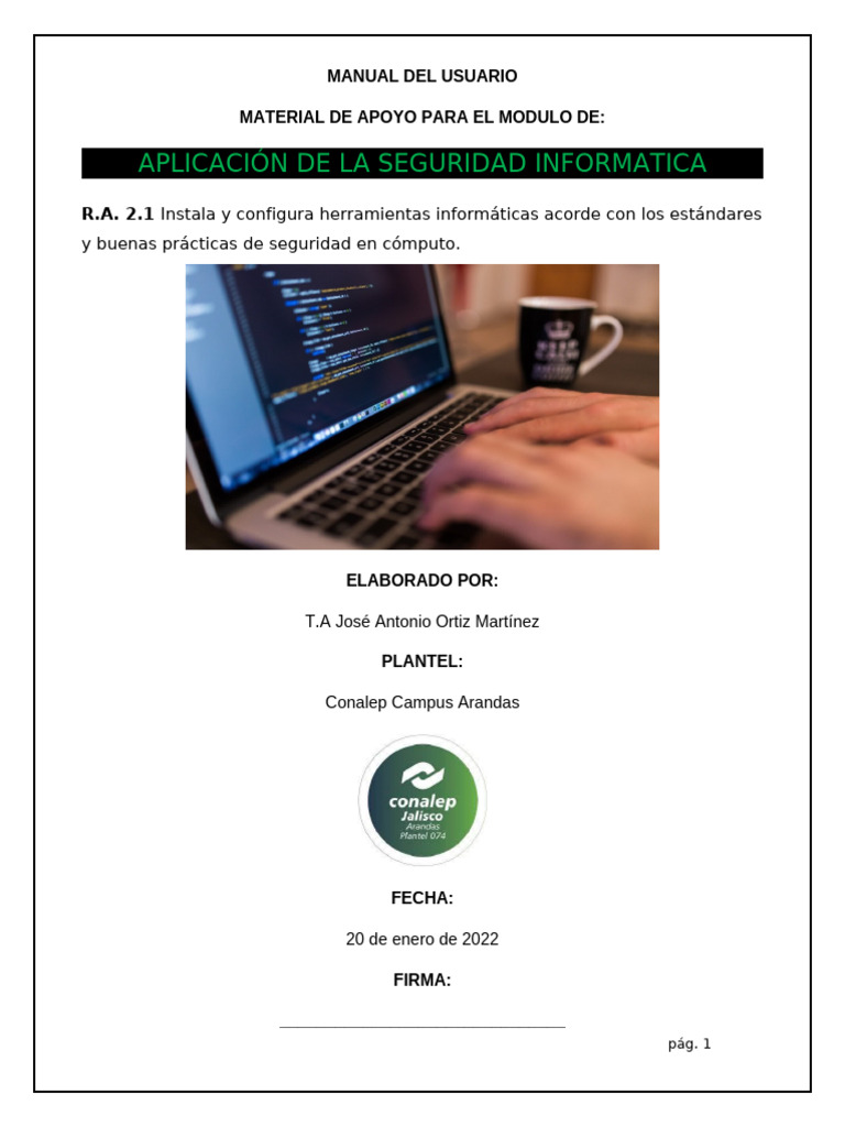 Manual de Aplicación de la Seguridad Informática - Unidad II, R.A. 2.1 ...