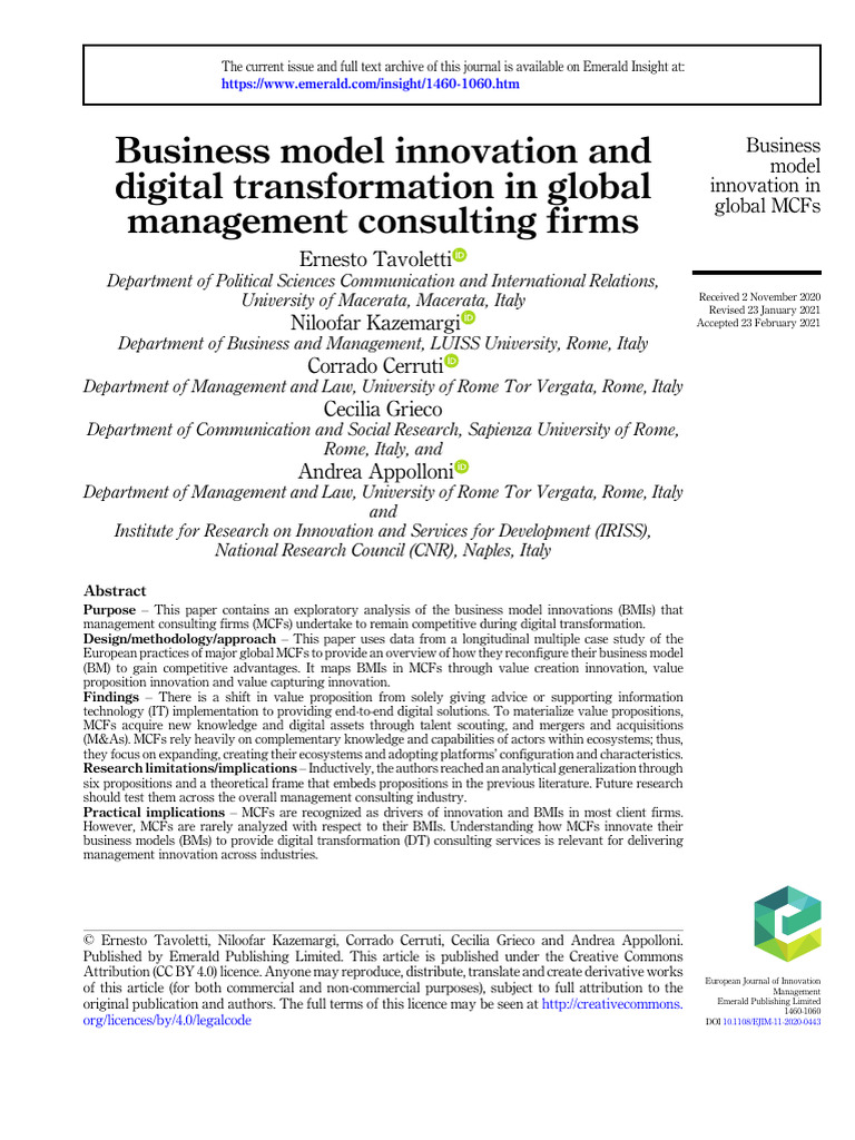 Business Model Innovation and Digital Transformation in Global ...