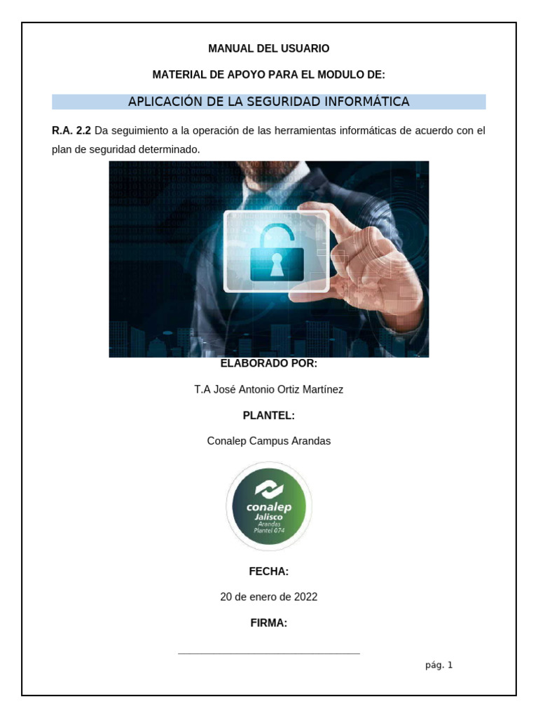 Manual de Aplicación de La Seguridad Informática - Unidad II, R.A. 2.2 ...