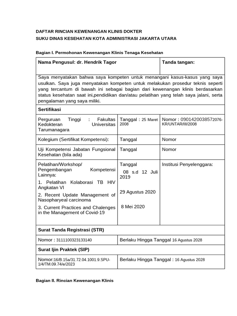 B. Instrumen Template Kewenangan Klinis Dokter Di Puskesmas | PDF
