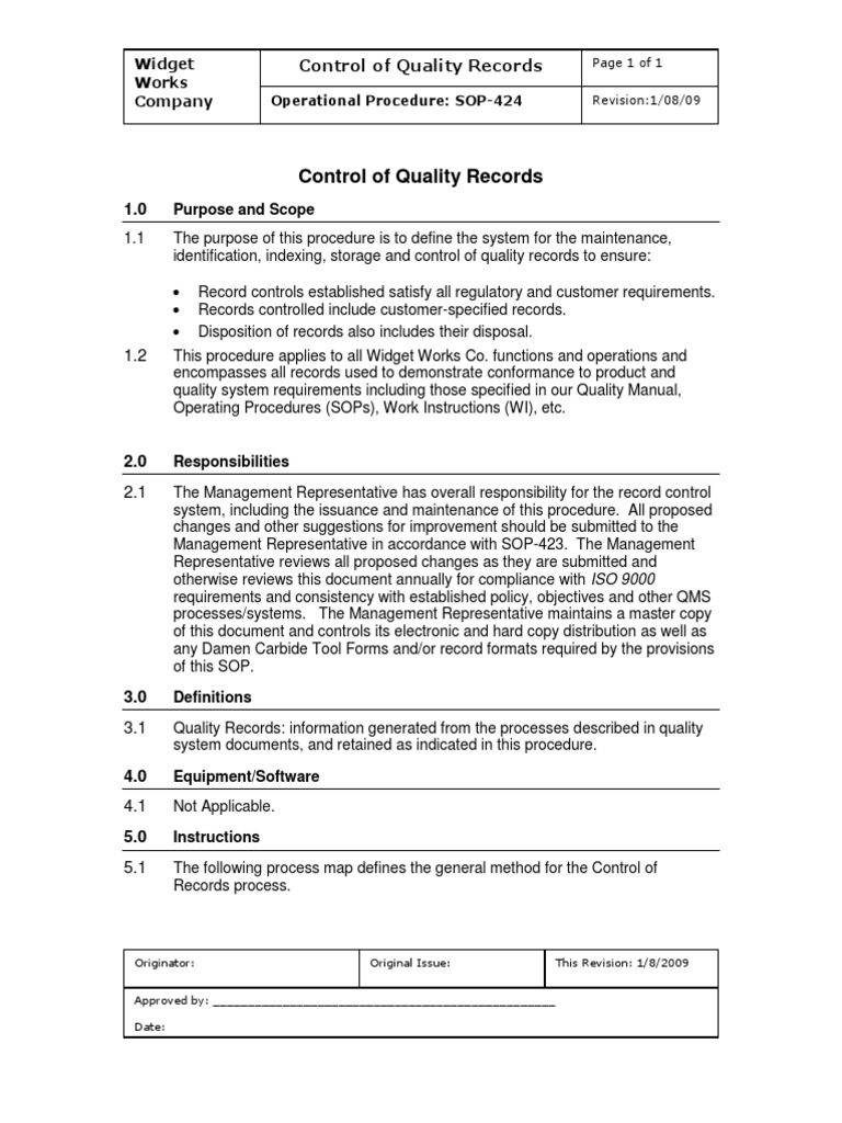 Quality Records Control Procedure | PDF | Calibration | Quality (Business)