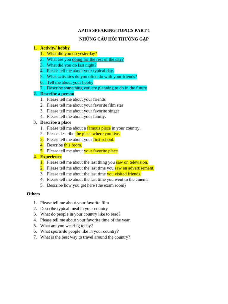 Aptis Speaking Part 1 | PDF | Chess Theory | Chess