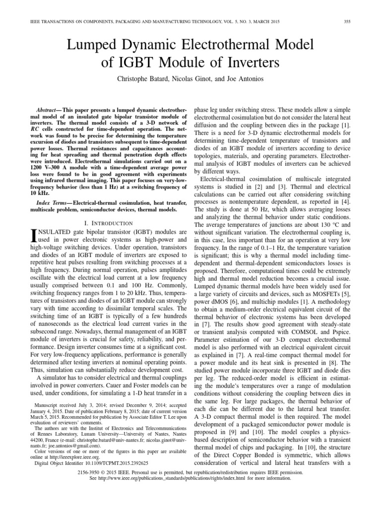 1 Lumped Dynamic Electrothermal Model of IGBT Module of Inverters | PDF ...