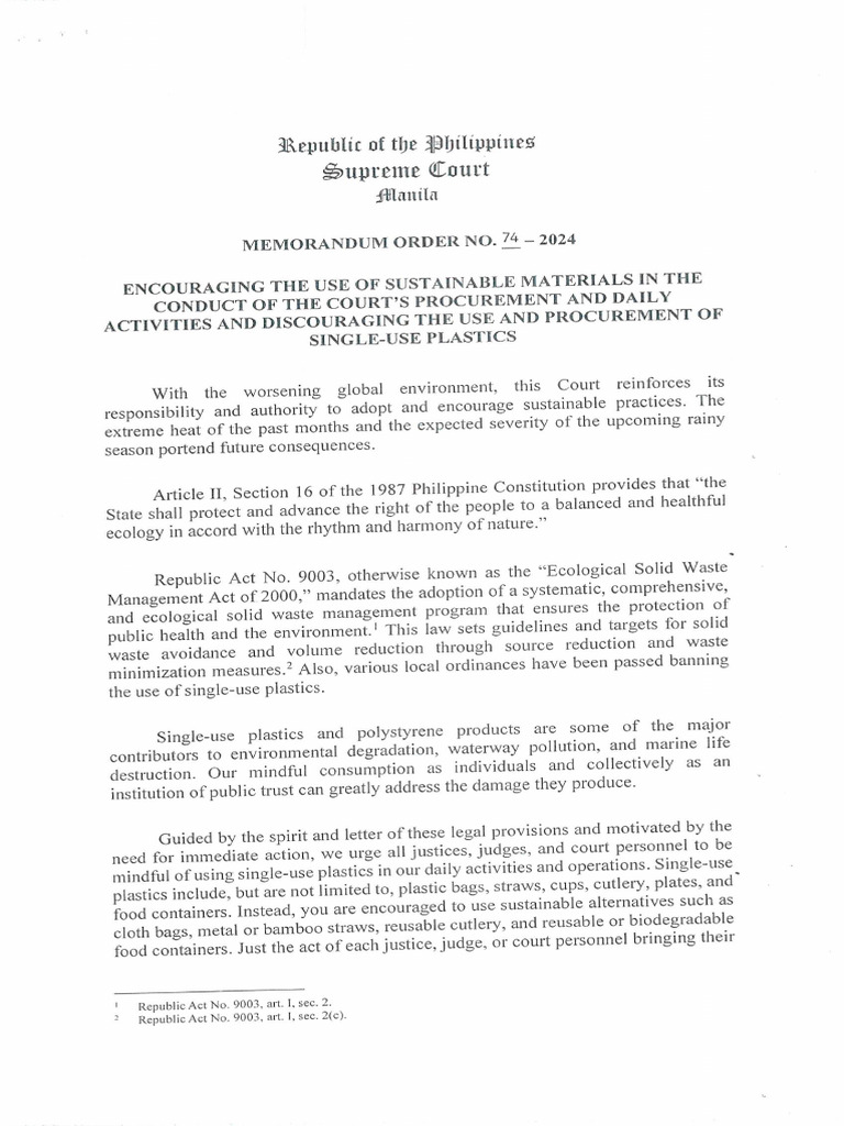 SC Memo Order No 74 2024 | PDF