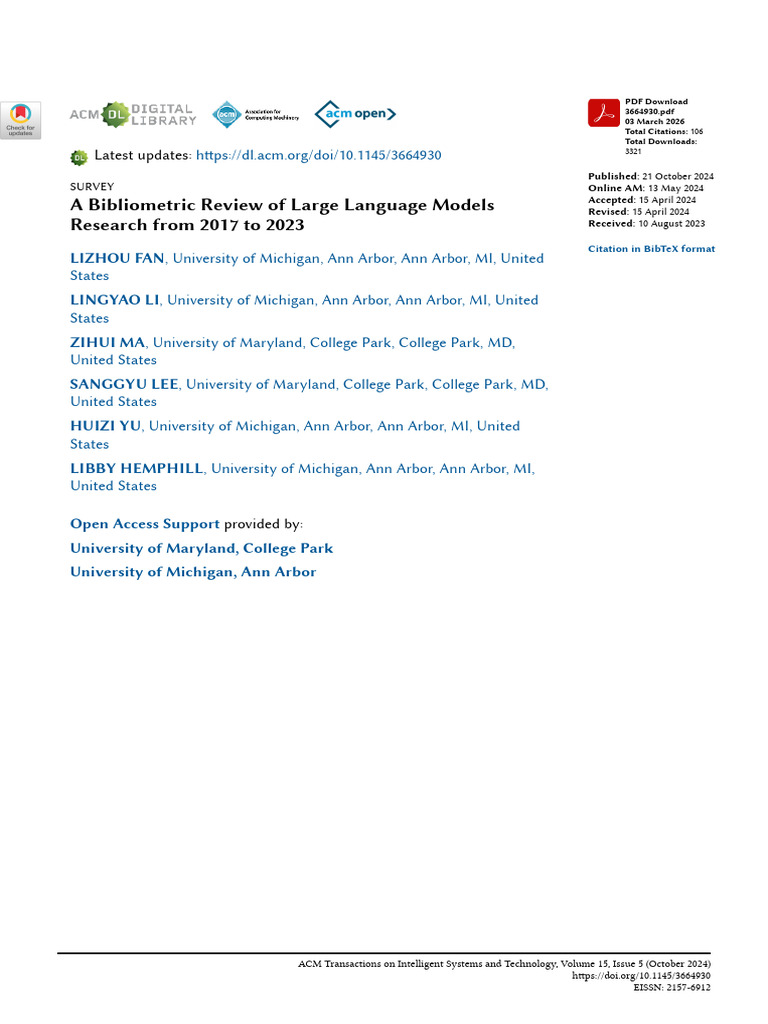 A Bibliometric Review of Large Language Models Research From 2017 To ...