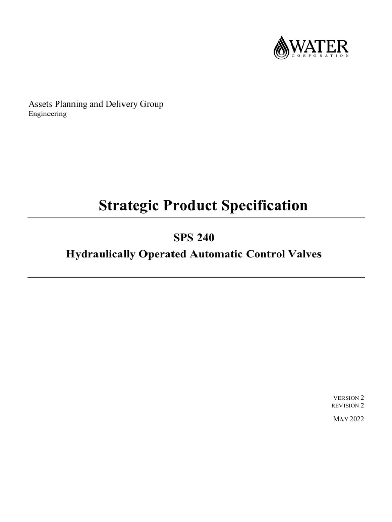 SPS 240 - Hydraulically Operated Automatic Control Valves | PDF