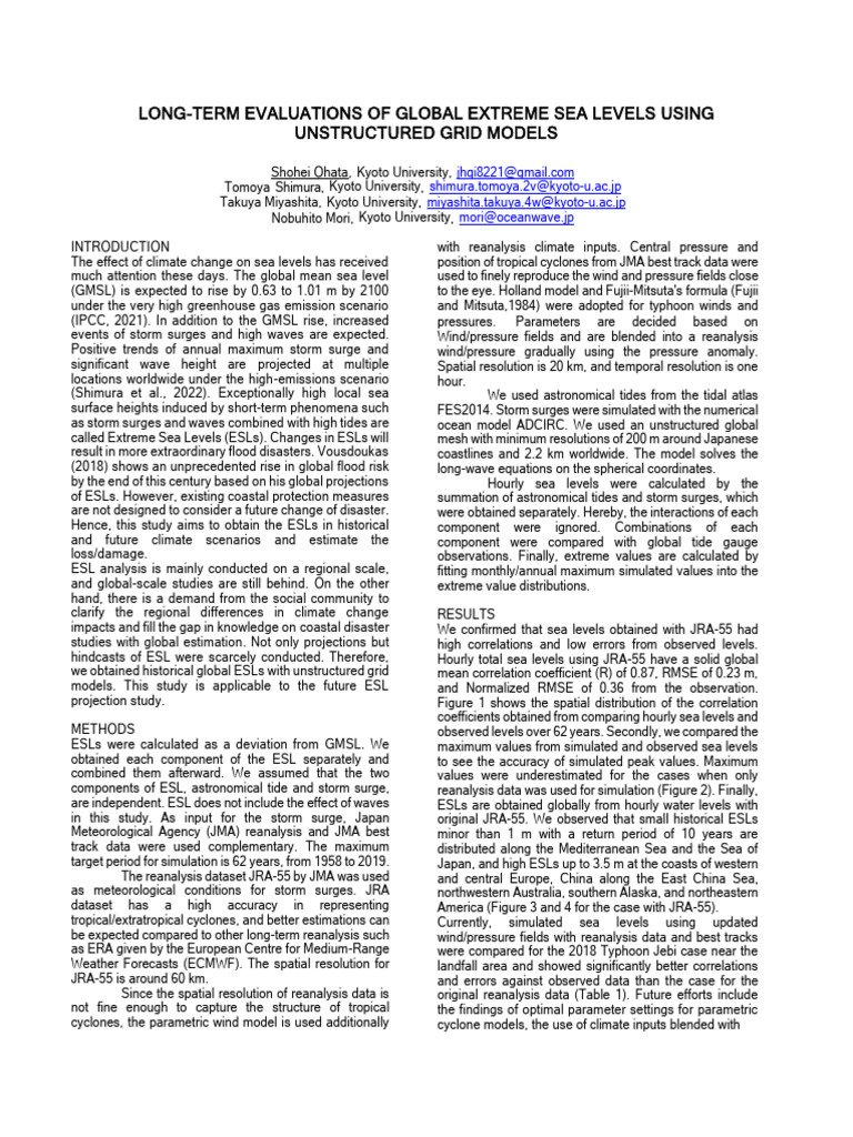 Long-Term Evaluations of Global Extreme Sea Levels | PDF | Storm Surge ...