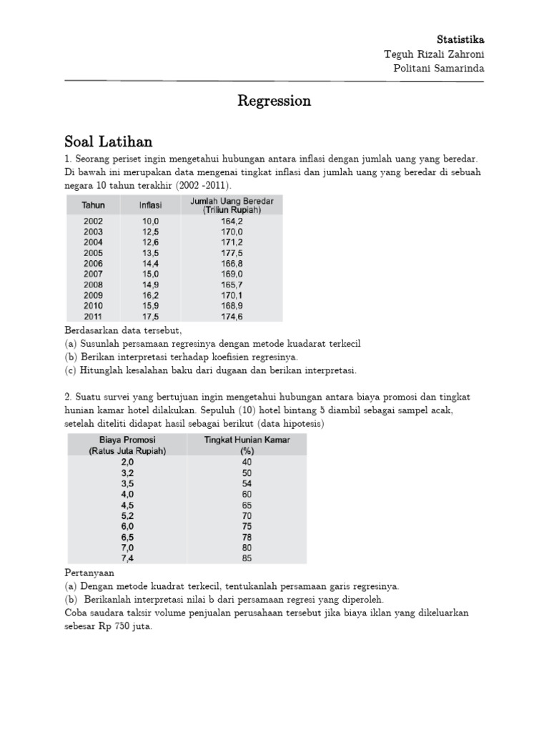 Practices - Statistics - Regression | PDF