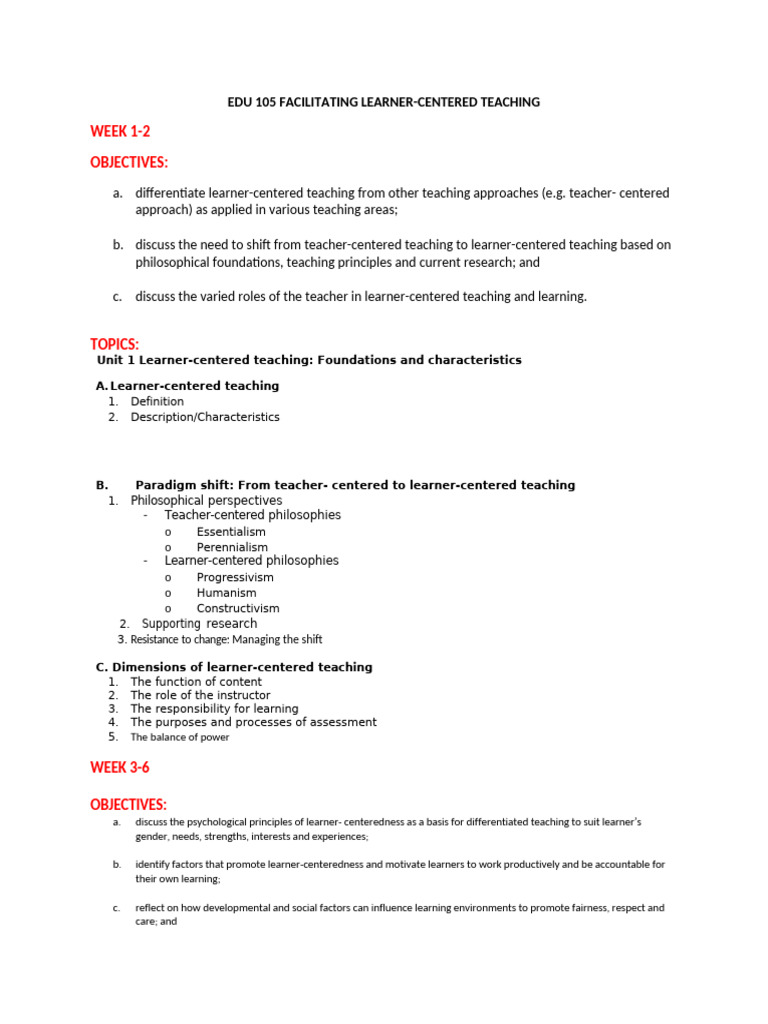 Edu 105 Facilitating Learner Topics | PDF | Learning | Lesson Plan