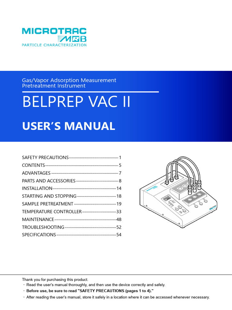 BELPREP VAC II Manual ENG | PDF | Power Supply | Adsorption