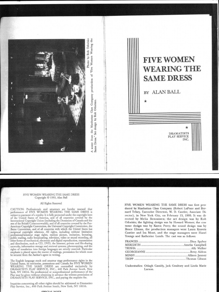 Five Women Wearing The Same Dress by Alan Ball - Act I | PDF