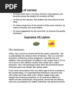Marketing survey on Supreme Vs Lipton