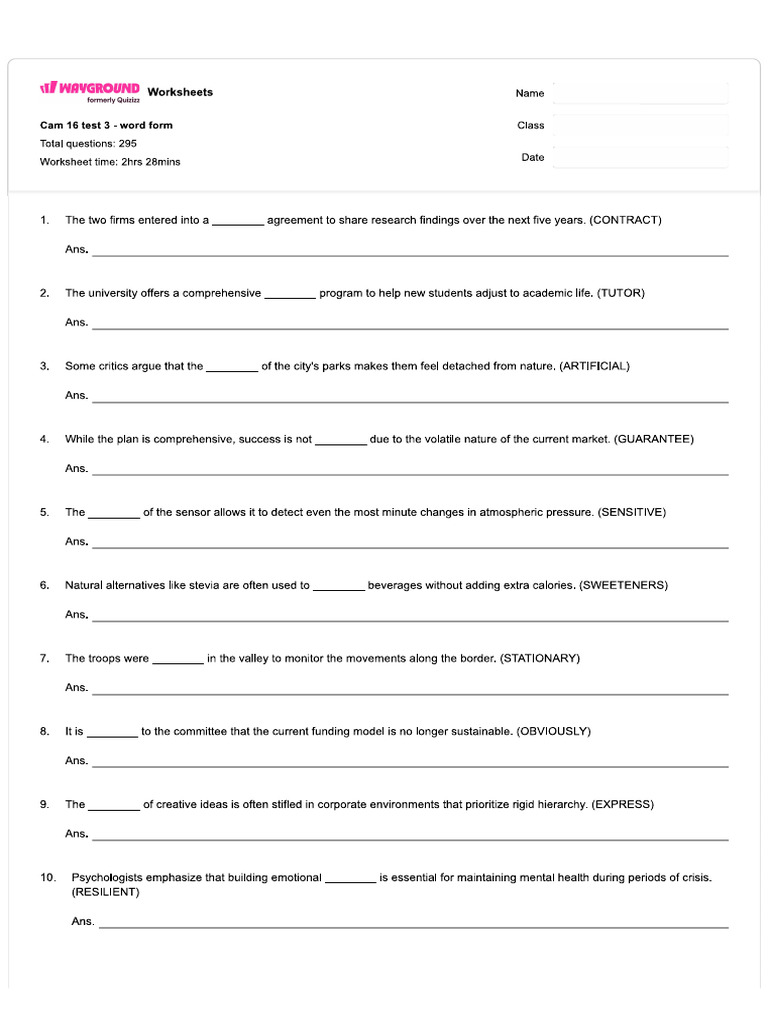 L25 - Word Form - Key | PDF