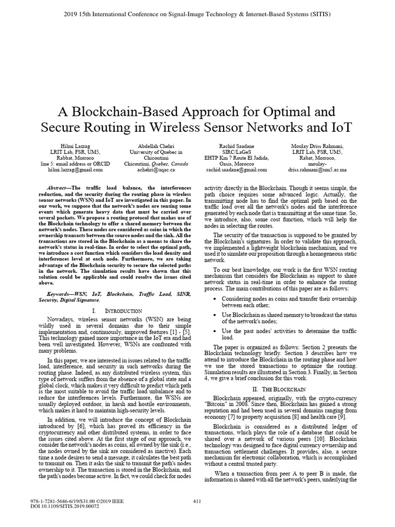 BC Based Approach For Secure Routing in WSN | PDF | Wireless Sensor ...