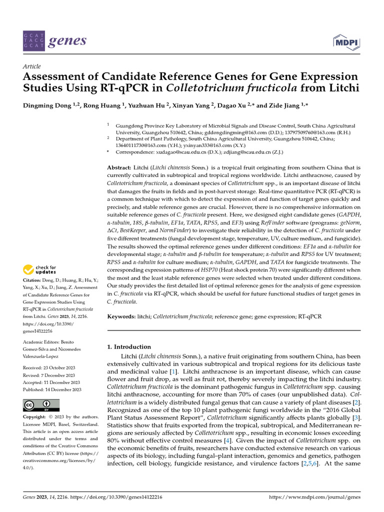 Assessment of Candidate Reference Genes For Gene E | PDF | Real Time ...