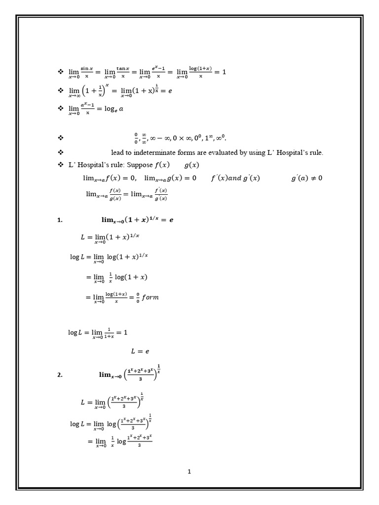 2.2 Indeterminate Forms | PDF