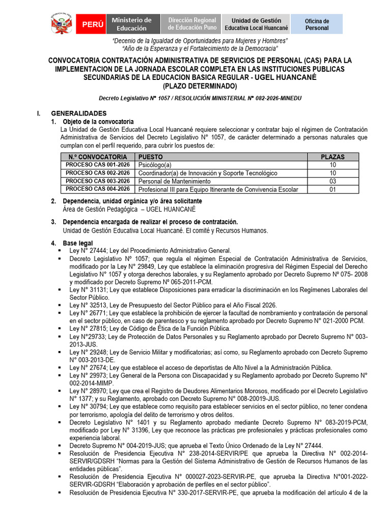 Convocatoria Cas 2026 | PDF