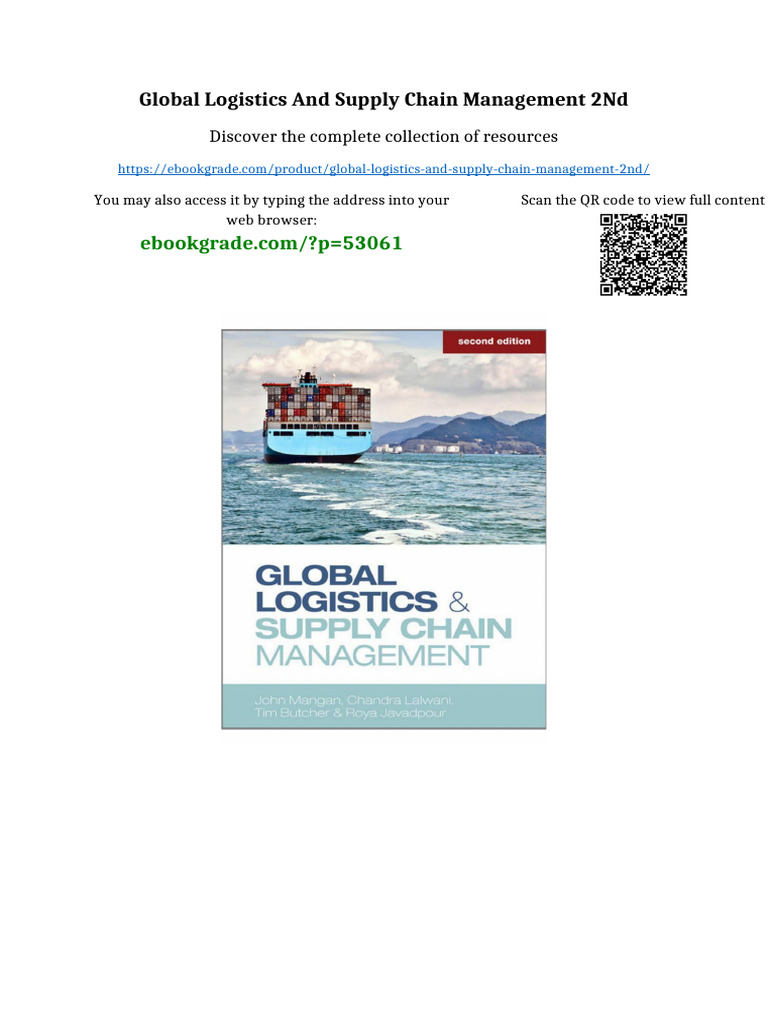 Global Logistics and Supply Chain Management 2nd Complete Edition | PDF