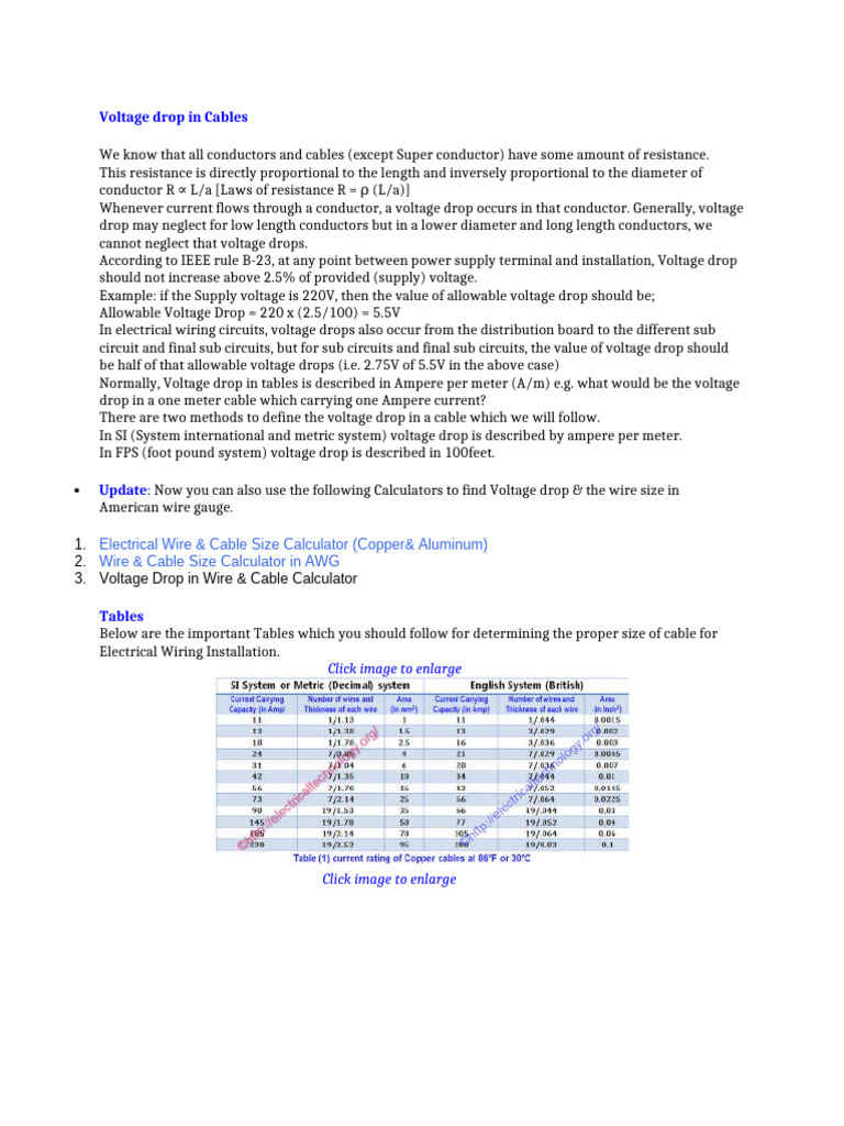 Cable Size Calculation | PDF | Electrical Conductor | Electrical Wiring