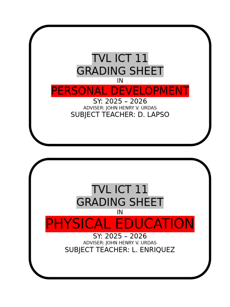 Grading Sheet Label 3rd 4th Quarter | PDF