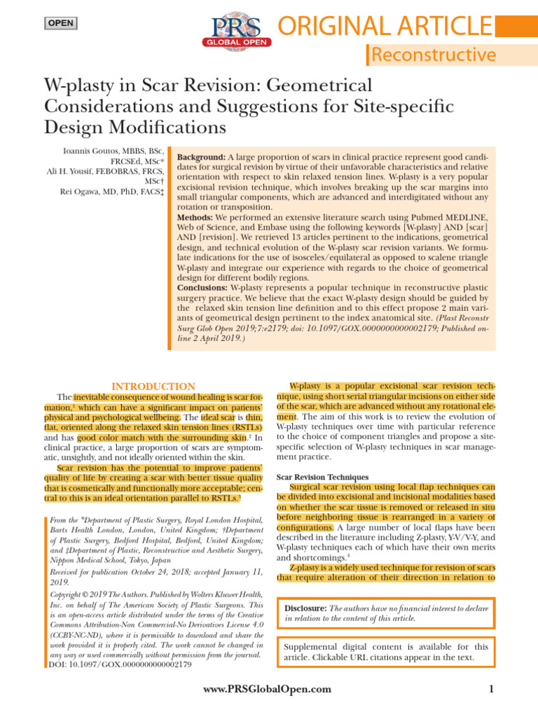 W-Plasty in Scar Revision | PDF | Triangle | Scar