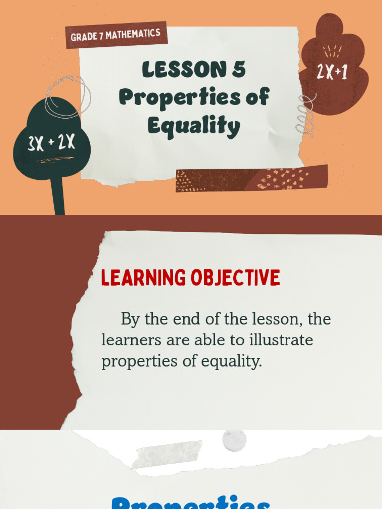 Lesson 5 - Properties of Equality | PDF