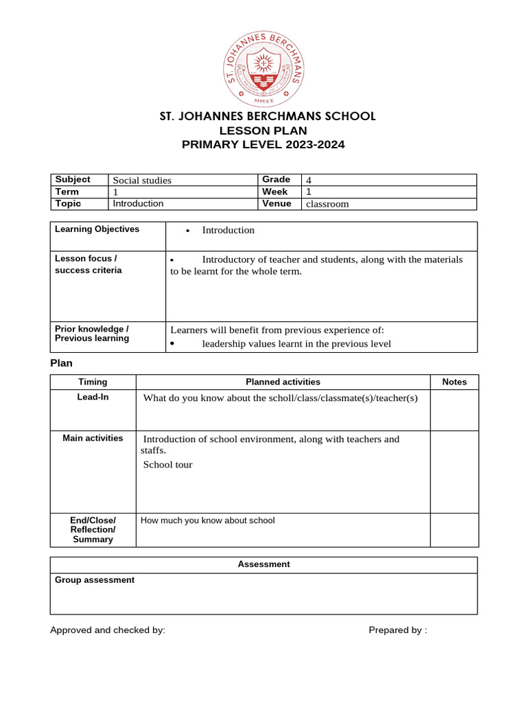 Primary Lesson Plan Template | PDF