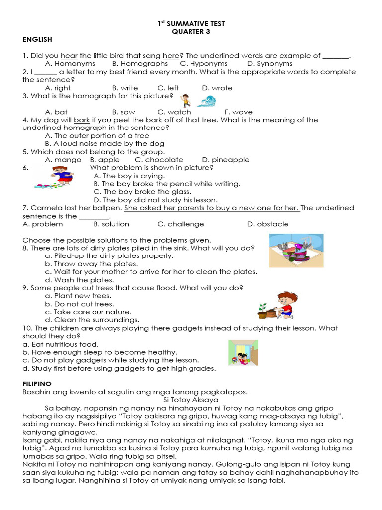 1st Summative Test | PDF