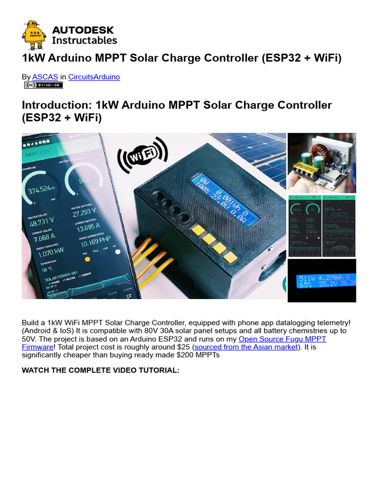 1kW Arduino MPPT Solar Charge Controller (ESP32 + WiFi) - 46 Steps ...