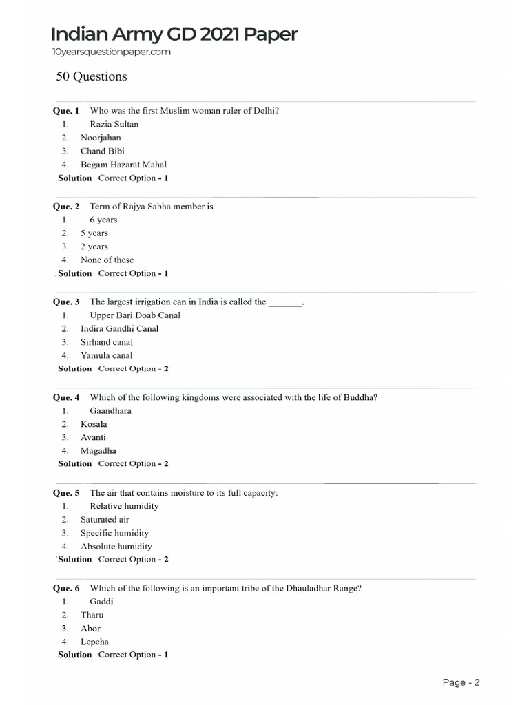 Indian Army Gd 2021 Paper 50cddbe7 (1) | PDF