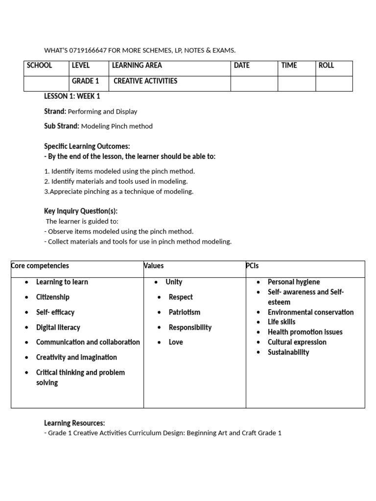 ?2026 0719166647 Gr1 Term 3 Caas Lesson Plans | PDF | Learning | Crafts